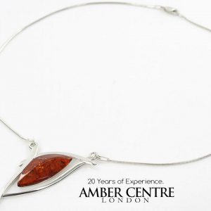 AMBER NECKLACE MODERN GERMAN BALTIC Amber & 925 STERLING SILVER N015 RRP £140!!