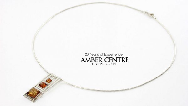 AMBER NECKLACE Handmade MODERN GERMAN Amber IN 925 SILVER N021 RRP£90!!!