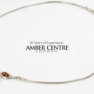 Amber Necklace German BALTIC AMBER HALF BUTTERFLY 925 SILVER -N038 RRP£155!!!