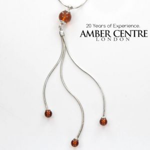 AMBER NECKLACE CONTEMPORARY DESIGN BALTIC Amber 925 SILVER -N064 RRP£45!!!