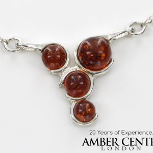 AMBER NECKLACE CONTEMPORARY DESIGN BALTIC Amber 925 SILVER -N066 RRP£75!!!