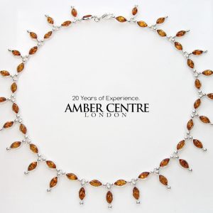 AMBER NECKLACE ELEGANT German BALTIC Amber in 925 STERLING SILVER- N068 RRP£265!!!