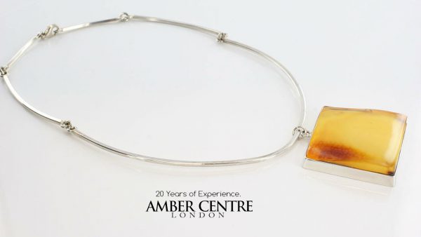 Butterscotch Handmade Amber Necklace German Baltic Amber 925 Silver-N129 RRP£499!!!