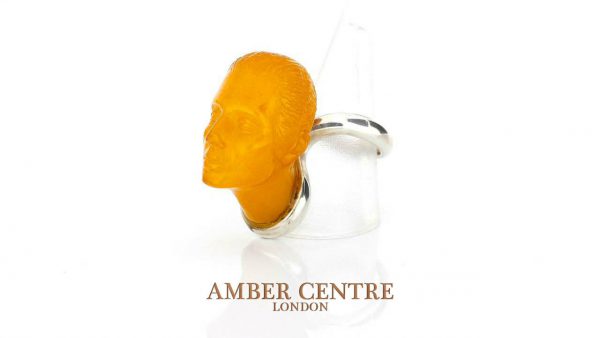 Butterscotch German Antique Amber Ring Unique Carving Collectable-OT582 RRP£1990!!!