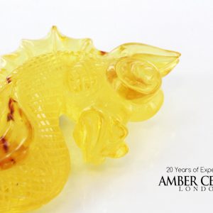 German Beautiful DRAGON Unique Carving 100% Natural Baltic Amber - RRP£1900!!!-OT6436