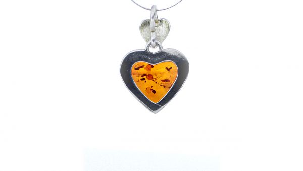 Italian Heart Baltic Amber Pendant in 925 Silver plus free chain PE0002 RRP£40!!