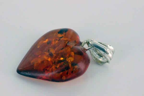 German Elegant Amber Heart Pendant with 925 Silver Vintage Loop PD078 RRP£25!!!