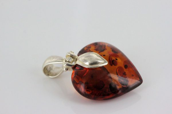 German Baltic Amber Heart Pendant with 925 Sterling Silver Loop PD079 RRP£75!!