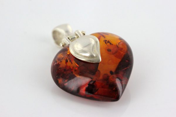 German Baltic Amber Heart Pendant with 925 Sterling Silver Loop PD079 RRP£75!!