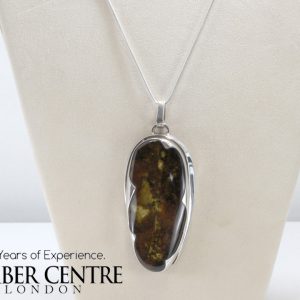 German Hand Made Baltic Amber Pendant 925 Silver+FREE chain PE0001 RRP£750!!!