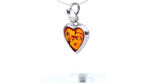 Italian Heart Baltic Amber Pendant in 925 Silver plus free chain PE0002 RRP£40!!