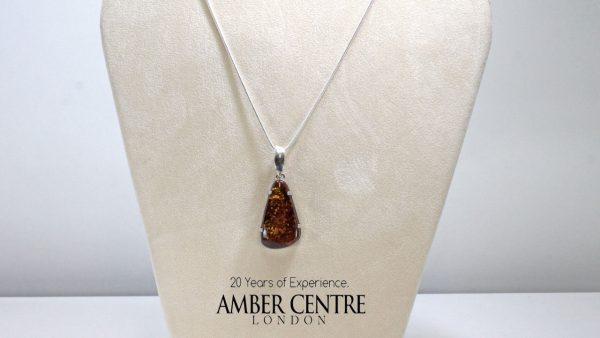 Elegant Hand Made Baltic Amber Pendant 925 Silver + Free Chain PE0003 RRP£165!!!