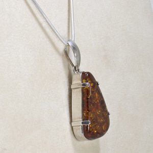 Elegant Hand Made Baltic Amber Pendant 925 Silver + Free Chain PE0003 RRP£165!!!