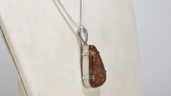 Elegant Hand Made Baltic Amber Pendant 925 Silver + Free Chain PE0003 RRP£165!!!