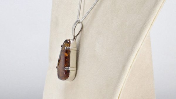 Elegant Hand Made Baltic Amber Pendant 925 Silver + Free Chain PE0003 RRP£165!!!