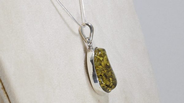 German Baltic Amber Pendant in 925 Silver +Free Silver Chain -PE0008 RRP£110!!!