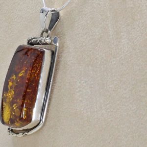 Handmade German Baltic Amber Pendant in 925 Silver+Free Silver Chain -PE0018 RRP£199!!!