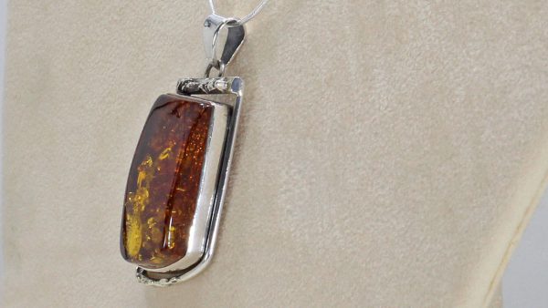 Handmade German Baltic Amber Pendant in 925 Silver+Free Silver Chain -PE0018 RRP£199!!!