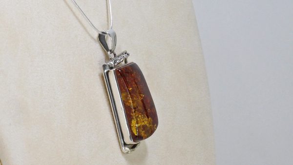 Handmade German Baltic Amber Pendant in 925 Silver+Free Silver Chain -PE0018 RRP£199!!!