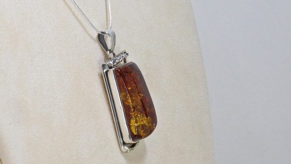 Handmade German Baltic Amber Pendant in 925 Silver+Free Silver Chain -PE0018 RRP£199!!!