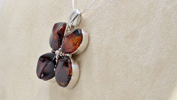 Handmade Elegant Baltic Amber Flower Pendant in 925 Silver Free Silver Chain PE0026 RRP£225!!!