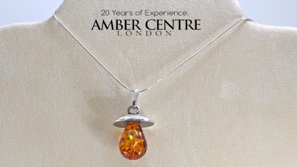 German Amber and Silver pendant +free silver chain PE0027 RRP£100!!!