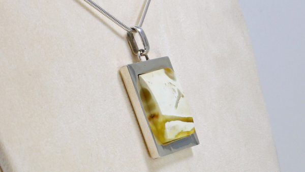 VERY RARE!! Antique Handmade Milky Baltic Amber Pendant 925 Silver-PE0030 RRP£500!!!+ FreeChain