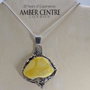 Antique Butterscotch Baltic Amber Pendant in 925 Silver Hand Made PE0033 RRP£475 FreeChain!!!
