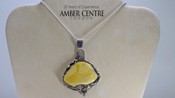 Antique Butterscotch Baltic Amber Pendant in 925 Silver Hand Made PE0033 RRP£475 FreeChain!!!