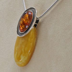 Antique Butterscotch Baltic Amber Pendant 925 Silver-PE0035 RRP£325 Free Chain!!!