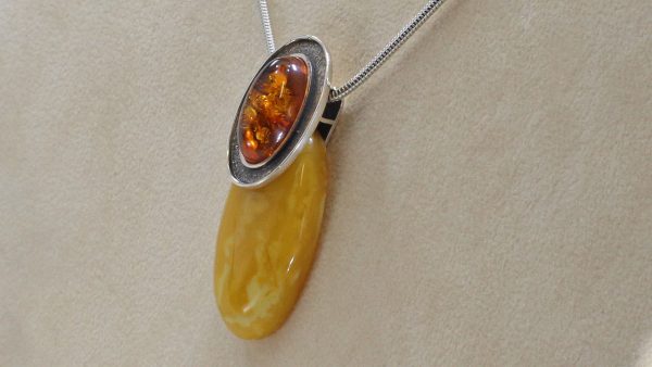 Antique Butterscotch Baltic Amber Pendant 925 Silver-PE0035 RRP£325 Free Chain!!!