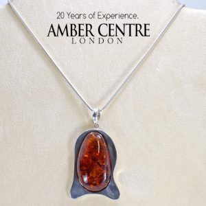 Handmade German Baltic Amber Pendant in 925 Silver-PE0042 RRP£225!!! + FREE SILVER CHAIN