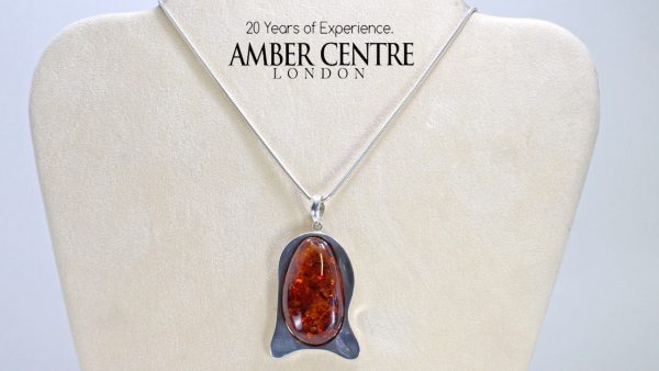 Handmade German Baltic Amber Pendant in 925 Silver-PE0042 RRP£225!!! + FREE SILVER CHAIN