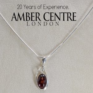 German Baltic Amber Pendant Handmade in 925 Silver PE0049 RRP£50 + Free Chain!