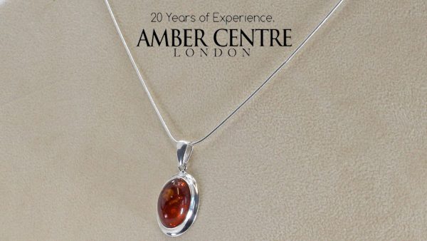 German Baltic Handmade Amber Pendant in 925 Silver-PE0050 RRP£60!!!+ Free Chain!