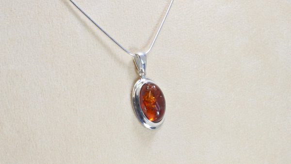 German Baltic Handmade Amber Pendant in 925 Silver-PE0050 RRP£60!!!+ Free Chain!