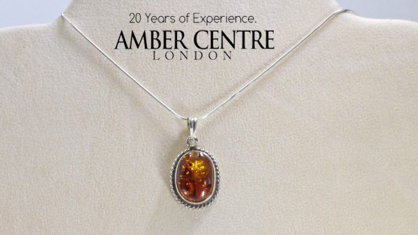 German Baltic Amber Handmade Pendant in 925 Silver PE0054 RRP£95!!!+ FreeSilverChain!