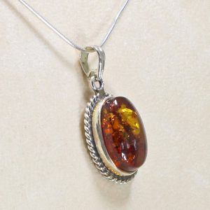 German Baltic Amber Handmade Pendant in 925 Silver PE0054 RRP£95!!!+ FreeSilverChain!