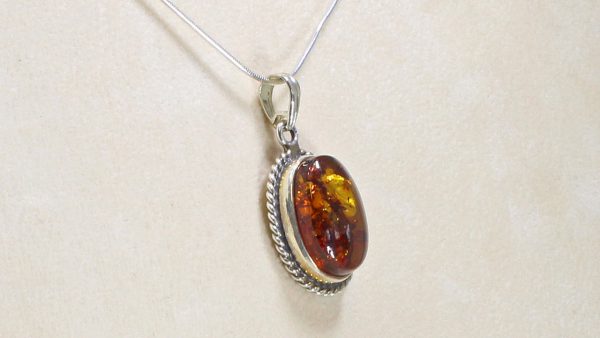 German Baltic Amber Handmade Pendant in 925 Silver PE0054 RRP£95!!!+ FreeSilverChain!