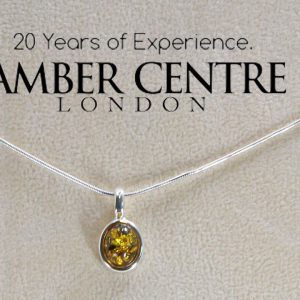 Baltic German Green Amber Pendant in 925 Silver PE0055 RRP£35!!!+ Free Chain!