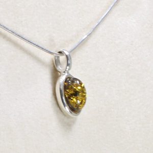 Baltic German Green Amber Pendant in 925 Silver PE0055 RRP£35!!!+ Free Chain!