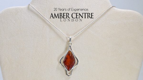 Handmade German Baltic Amber Pendant in 925 Silver PE0056 RRP£90!!+FreeSilverChain!