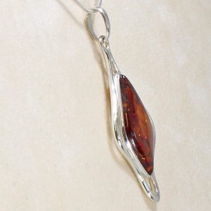 Handmade German Baltic Amber Pendant in 925 Silver PE0056 RRP£90!!+FreeSilverChain!