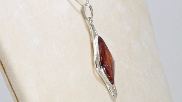 Handmade German Baltic Amber Pendant in 925 Silver PE0056 RRP£90!!+FreeSilverChain!