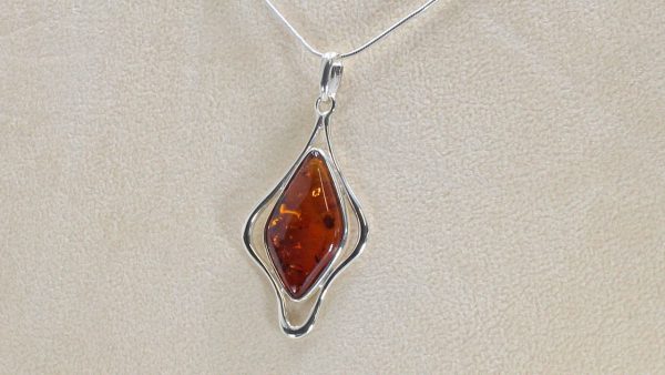 Handmade German Baltic Amber Pendant in 925 Silver PE0056 RRP£90!!+FreeSilverChain!