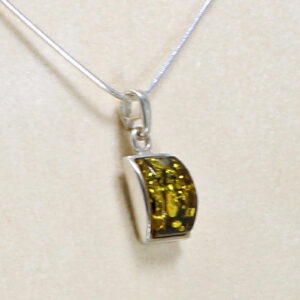 Modern Green Baltic Amber Pendant 925 Silver-PE0065 RRP£50!!!+Free Silver Chain