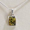 Modern Green Baltic Amber Pendant 925 Silver-PE0065 RRP£50!!!+Free Silver Chain