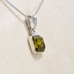 German Green Baltic Amber Pendant in 925 Silver-PE0068 RRP£35!!!+Free Chain!!!