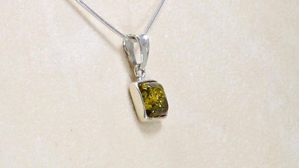 German Green Baltic Amber Pendant in 925 Silver-PE0068 RRP£35!!!+Free Chain!!!