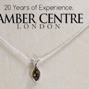 German Green Baltic Amber Pendant 925 Silver-PE0069 RRP£35!!!+Free Silver Chain!!!